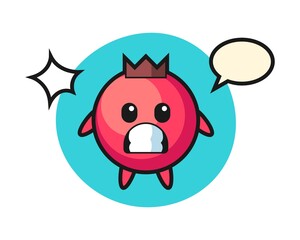 Cranberry character cartoon with shocked gesture