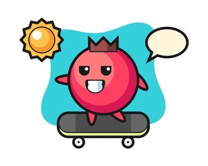 Cranberry character illustration ride a skateboard