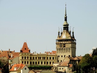 Fototapeta premium Sighisoara, city, tourist, in Romania, monuments, historic buildings,