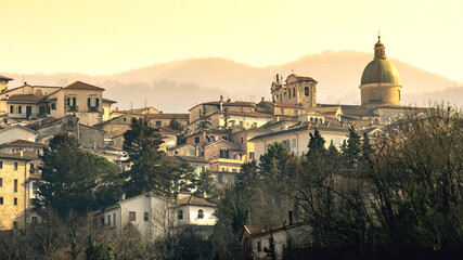 Fototapeta na wymiar vintage style image of Atina town amid the Italian Apennine mountains of the south-east Lazio region