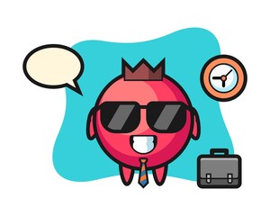 Cartoon mascot of cranberry as a businessman