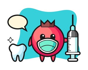 Mascot character of cranberry as a dentist