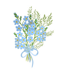 A bouquet of blue forget-me-nots. Vector illustration