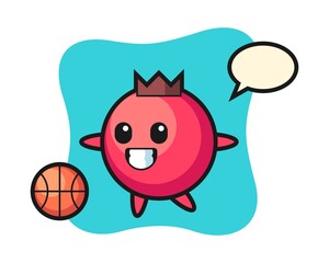 Character cartoon of cranberry is playing basketball