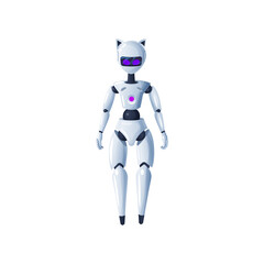 Woman robot artificial intelligence female cyborg isolated futuristic character. Vector ai bot, artificial mechanical droid. Sophisticated android robotic smart helper. Lady robot, sci fi cyber girl