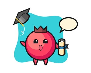 Character cartoon of cranberry throwing the hat at graduation
