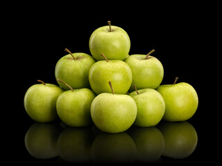 Pyramid from fruits of green apples