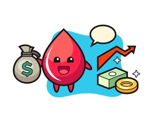Blood drop illustration cartoon holding money sack