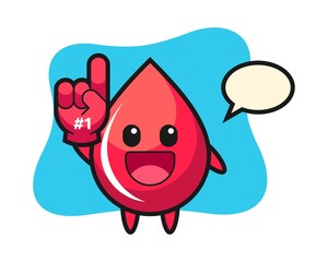 Blood drop illustration cartoon with number 1 fans glove