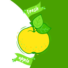 Vector image yellow apple. Actual eco label in flat illustration style.