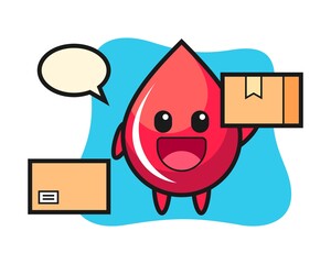 Mascot illustration of blood drop as a courier