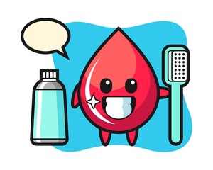Mascot illustration of blood drop with a toothbrush
