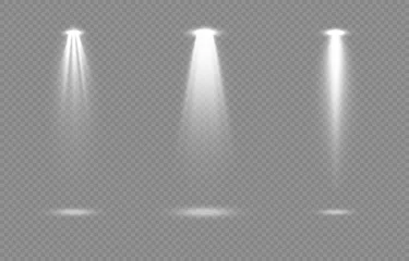 Foto op Plexiglas Vector set of light. Light source, studio lighting, walls, png. Light beams, light effect. © Vitaliy