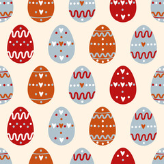 Seamless Easter pattern with decorated eggs.