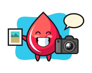 Character illustration of blood drop as a photographer