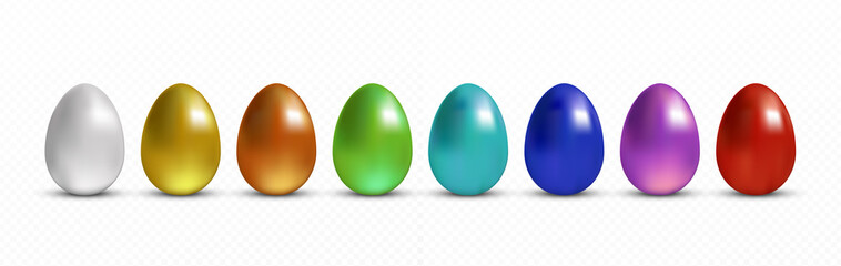 Colorful Happy Easter eggs. Modern minimal style. Horizontal poster, greeting card, header for website.