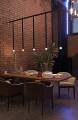 restaurant, interior visualization, 3D illustration