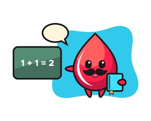 Illustration of blood drop character as a teacher