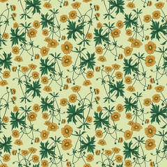 Seamless botanical light pattern with meadow flowers
