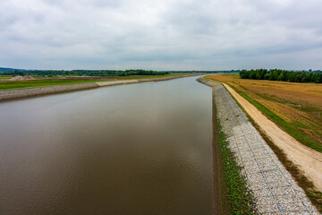 Fototapeta na wymiar Dam on the Odra River in Racibórz, Poland.