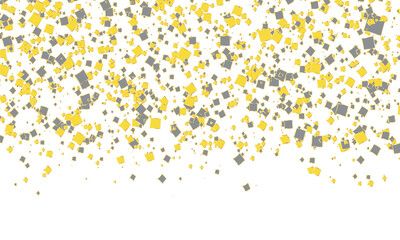 Falling confetti. Yellow and gray dots background.