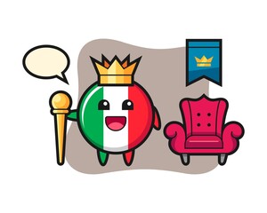 Mascot cartoon of italy flag badge as a king