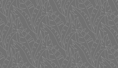 Palmblätter nahtloser Mustervektor. Lina-Kunstillustration. Shirting-Textilmuster aus Vektor-Bananenblättern. Retro-Hintergrund druckt abstrakt. Folge 10.