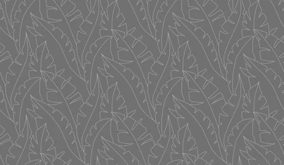 Foto op Plexiglas Grijs Palm bladeren naadloze patroon vector. Lina kunst illustratie. Overhemd textiel patroon van vector bananenbladeren. Retro achtergrond wordt afgedrukt abstract. EPS-10.