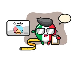 Illustration of italy flag badge mascot as a dietitian