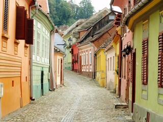 Fototapeta premium Sighisoara, city, tourist, in Romania, monuments, historic buildings,