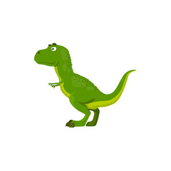 T-rex theropod dino extinct animal, coelurosaurian dinosaur isolated green cartoon animal. Vector Parasaurolophus, Tyrannosaurus. Tyrannosauridae or tyrannosaurids, tyrant lizards prehistoric reptile