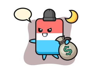Illustration of eraser cartoon is stolen the money