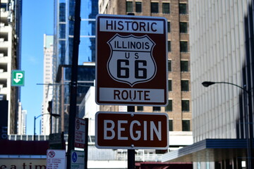 Route 66 Begin Sign Chicago Illinois