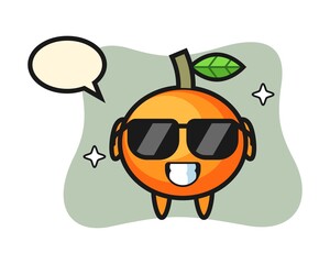 Cartoon mascot of mandarin orange with cool gesture