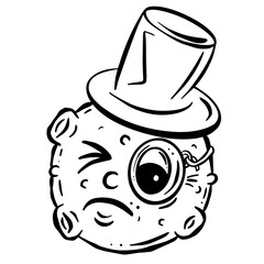 Cartoon Man in the Moon Lunar Character Very Funny Vector Illustration