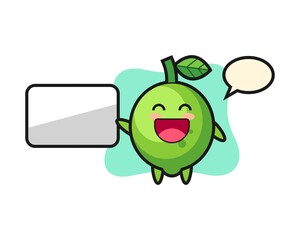 Lime cartoon illustration doing a presentation