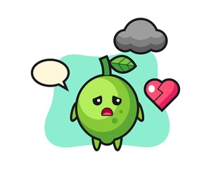 Lime cartoon illustration is broken heart