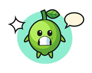 Lime character cartoon with shocked gesture