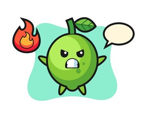 Lime character cartoon with angry gesture