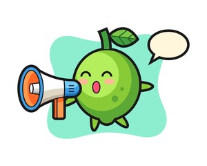 Lime character illustration holding a megaphone