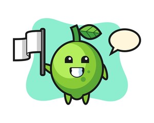Cartoon character of lime Cartoon character of lime holding a flag