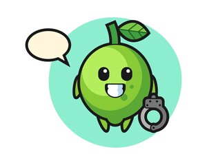 Cartoon mascot of lime Cartoon mascot of lime as a police