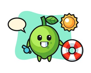 Cartoon mascot of lime Cartoon mascot of lime as a beach guard