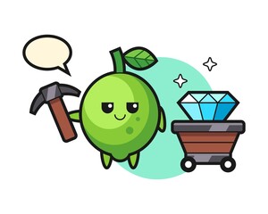 Character illustration of lime as a miner