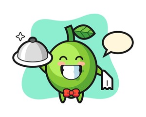 Character mascot of lime as a waiters