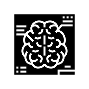 brain radiology researching glyph icon vector. brain radiology researching sign. isolated contour symbol black illustration