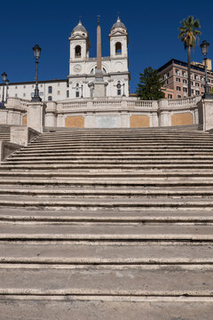 Italy, Rome, Spanish Steps and Trinita dei Monti Church