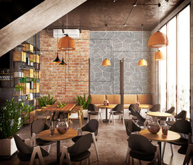 3d render of coffee shop