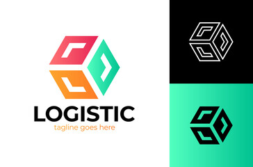 Delivery Box with Arrow Logo. Fast Box Logo Vector. Speed Moving Box Logotype. Delivery and logistic logo design concept.