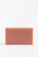 bar of natural hand soap on white background